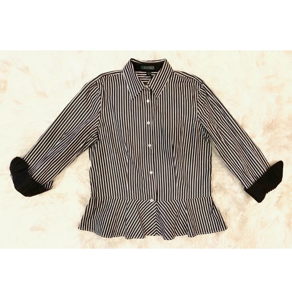Lauren Ralph Lauren Tops - RALPH LAUREN Striped Peplum Button Down Blouse